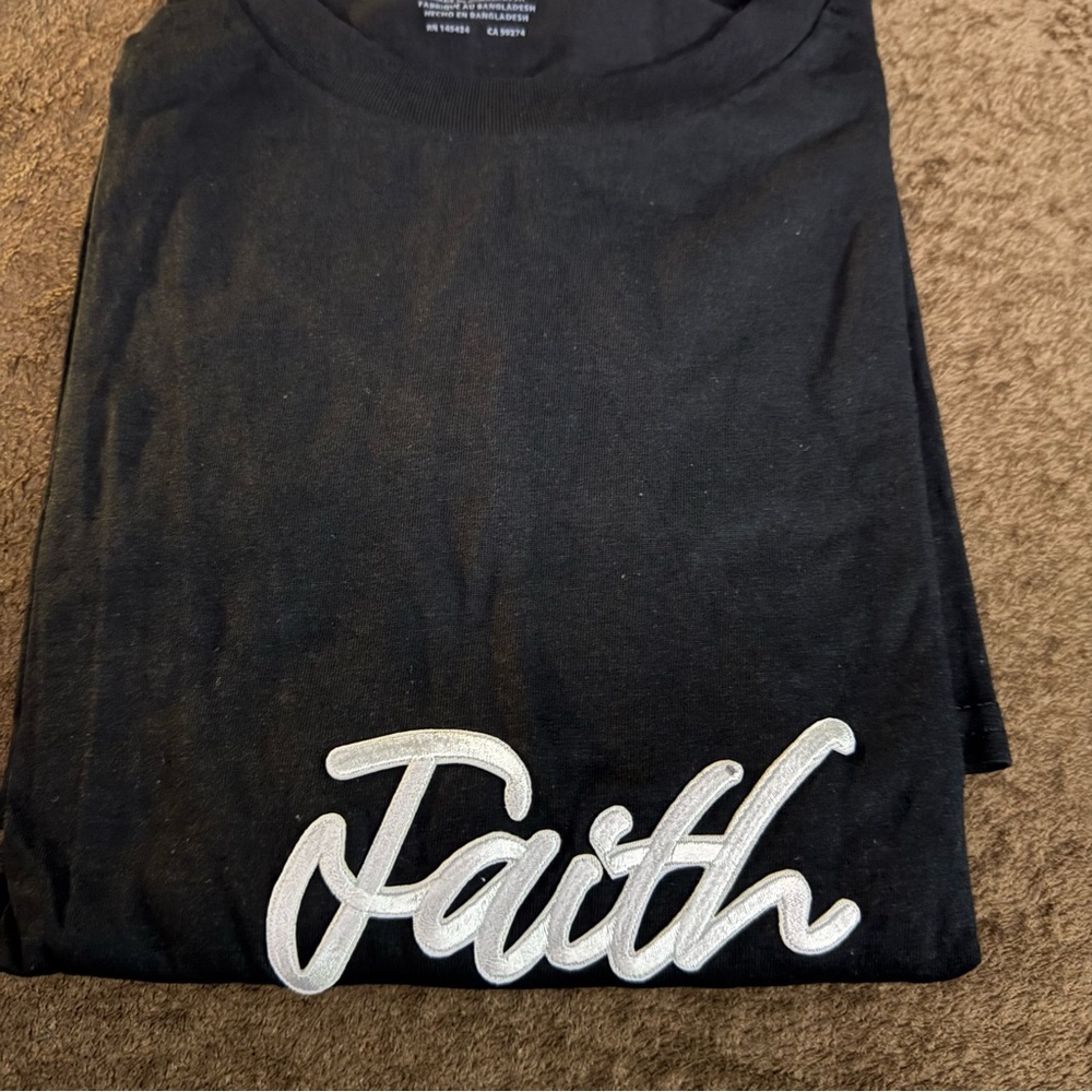 Black Tee with White Script Design
